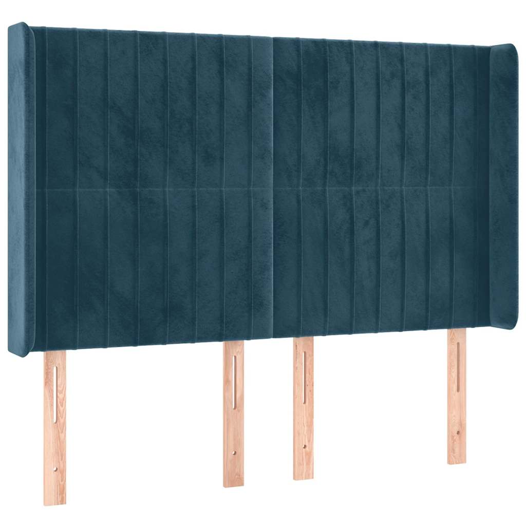 kontinentalseng med LED-lys 140x190 cm fløjl mørkeblå