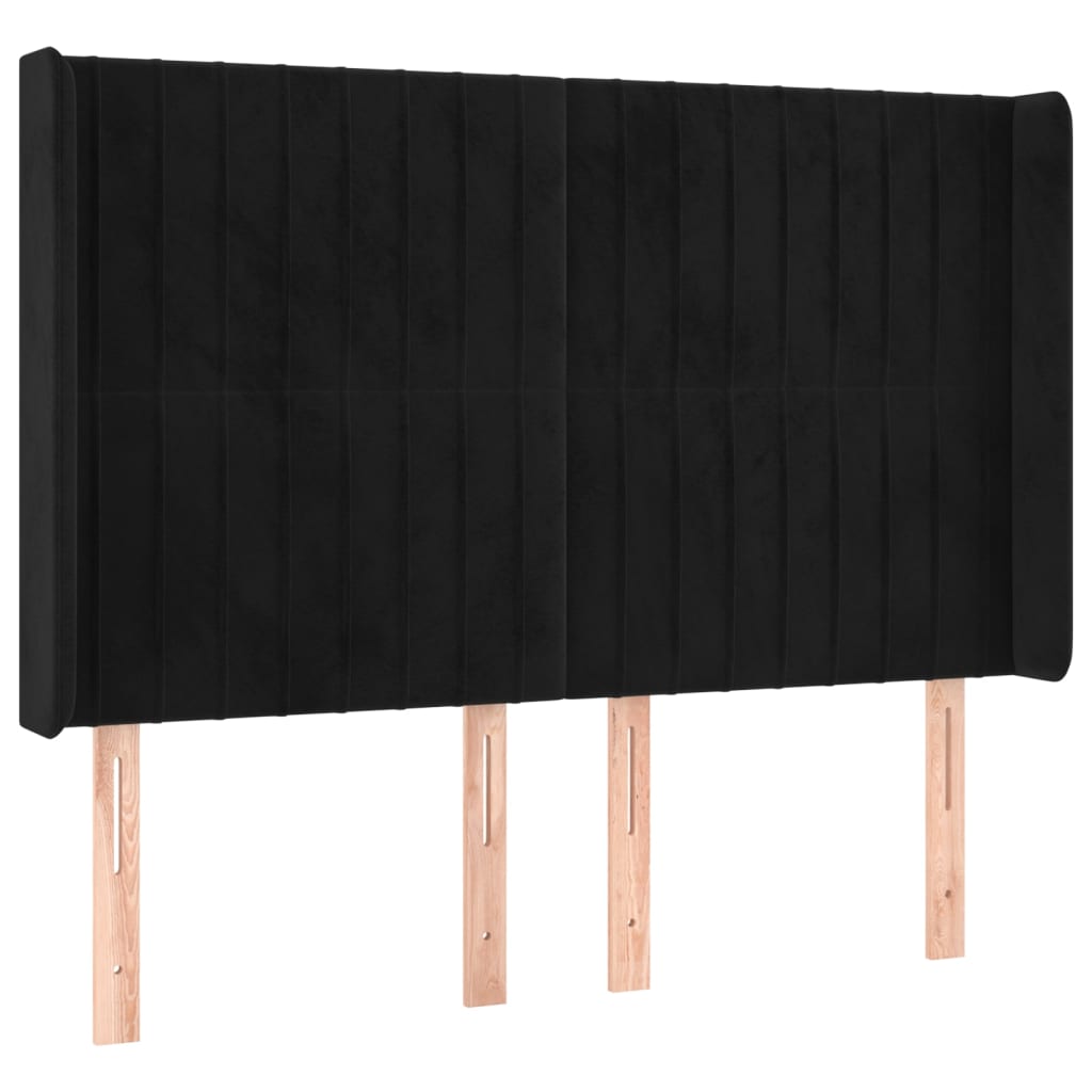 kontinentalseng med LED-lys 140x200 cm fløjl sort