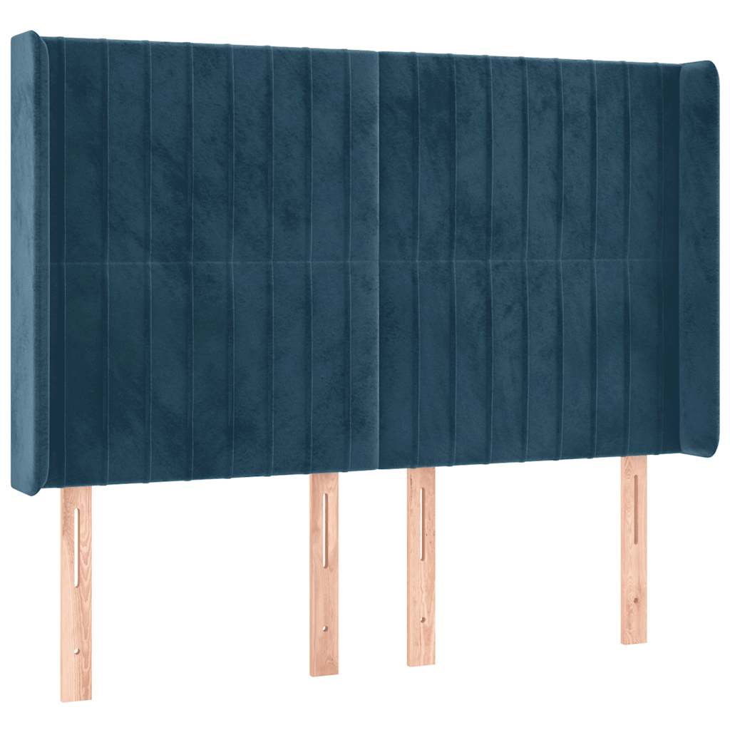 kontinentalseng med LED-lys 140x200 cm fløjl mørkeblå