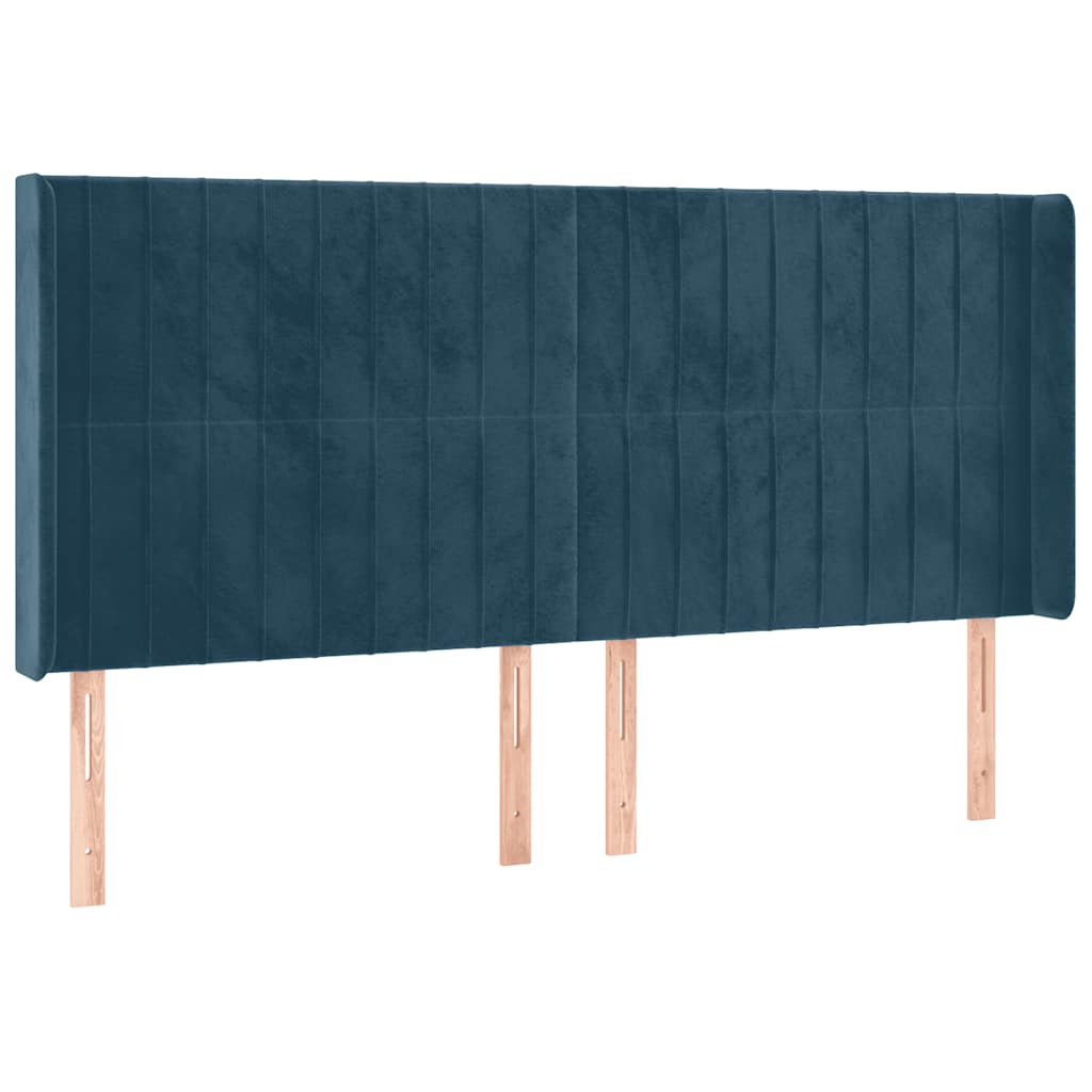 kontinentalseng med LED-lys 160x200 cm fløjl mørkeblå