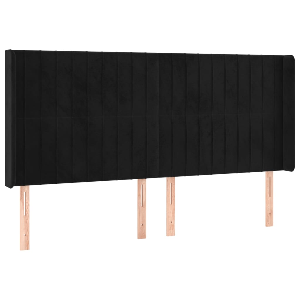 kontinentalseng med LED-lys 180x200 cm fløjl sort