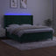 kontinentalseng med LED-lys 180x200 cm fløjl mørkegrøn