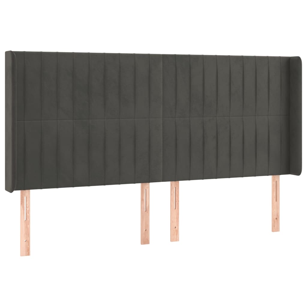 kontinentalseng med LED-lys 200x200 cm fløjl mørkegrå
