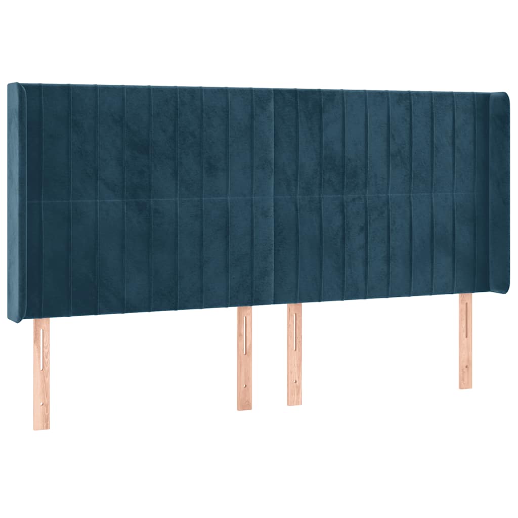 kontinentalseng med LED-lys 200x200 cm fløjl mørkeblå