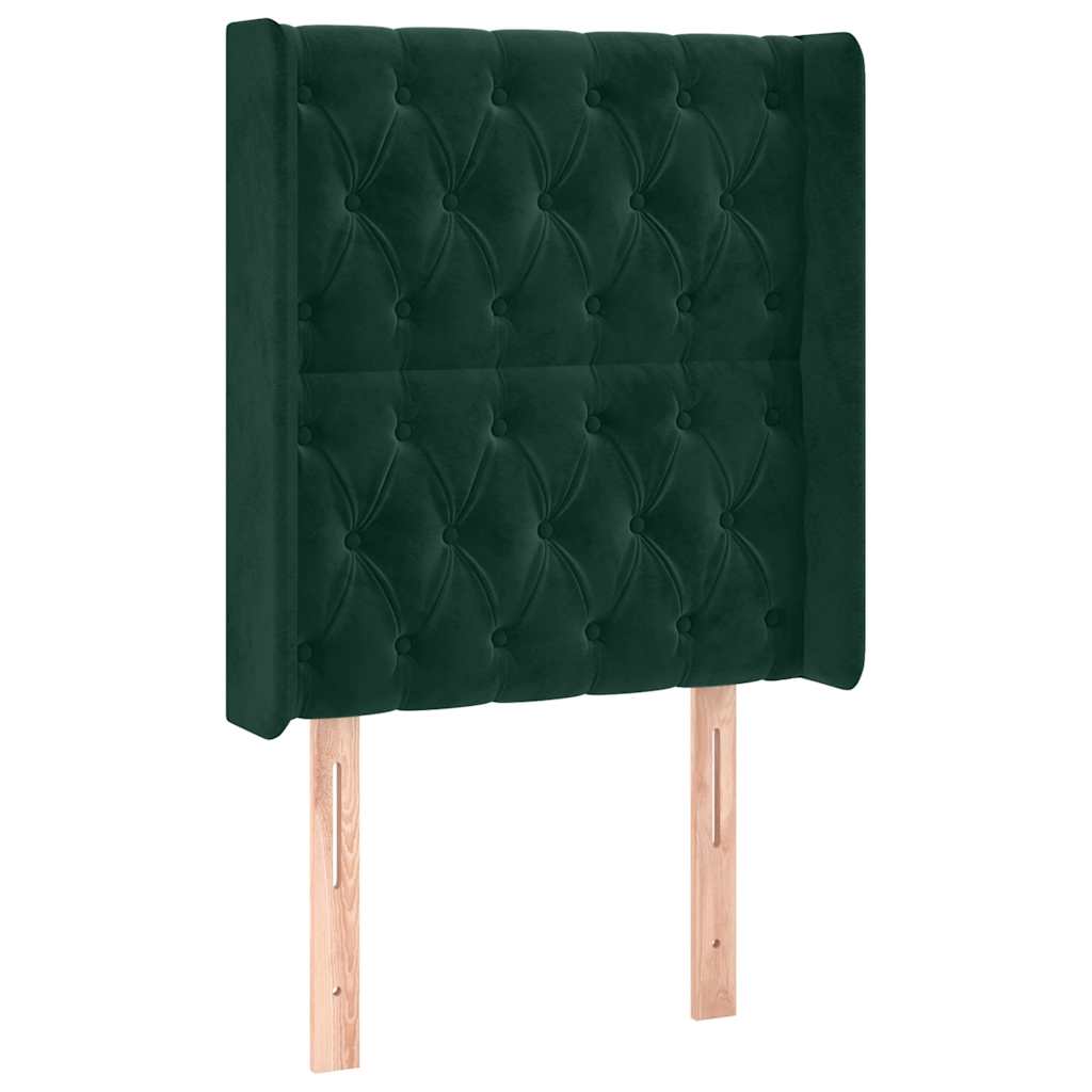kontinentalseng med LED-lys 80x200 cm velour mørkegrøn