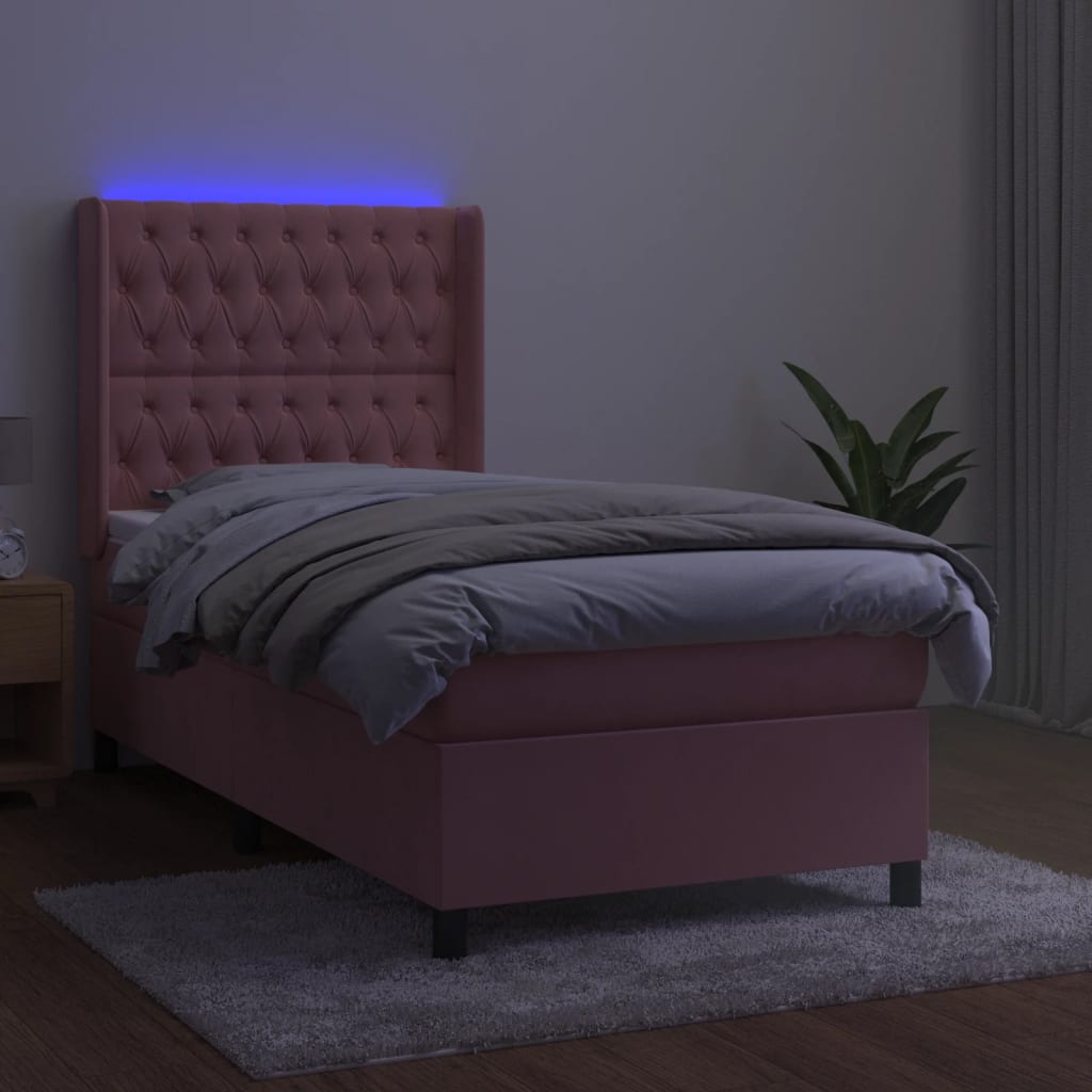 kontinentalseng med LED-lys 80x200 cm velour pink