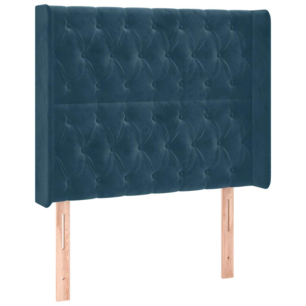kontinentalseng med LED-lys 100x200 cm fløjl mørkeblå