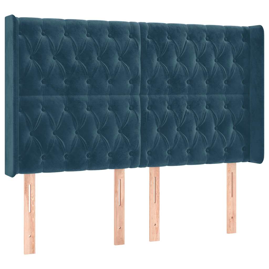 kontinentalseng med LED-lys 140x190 cm fløjl mørkeblå
