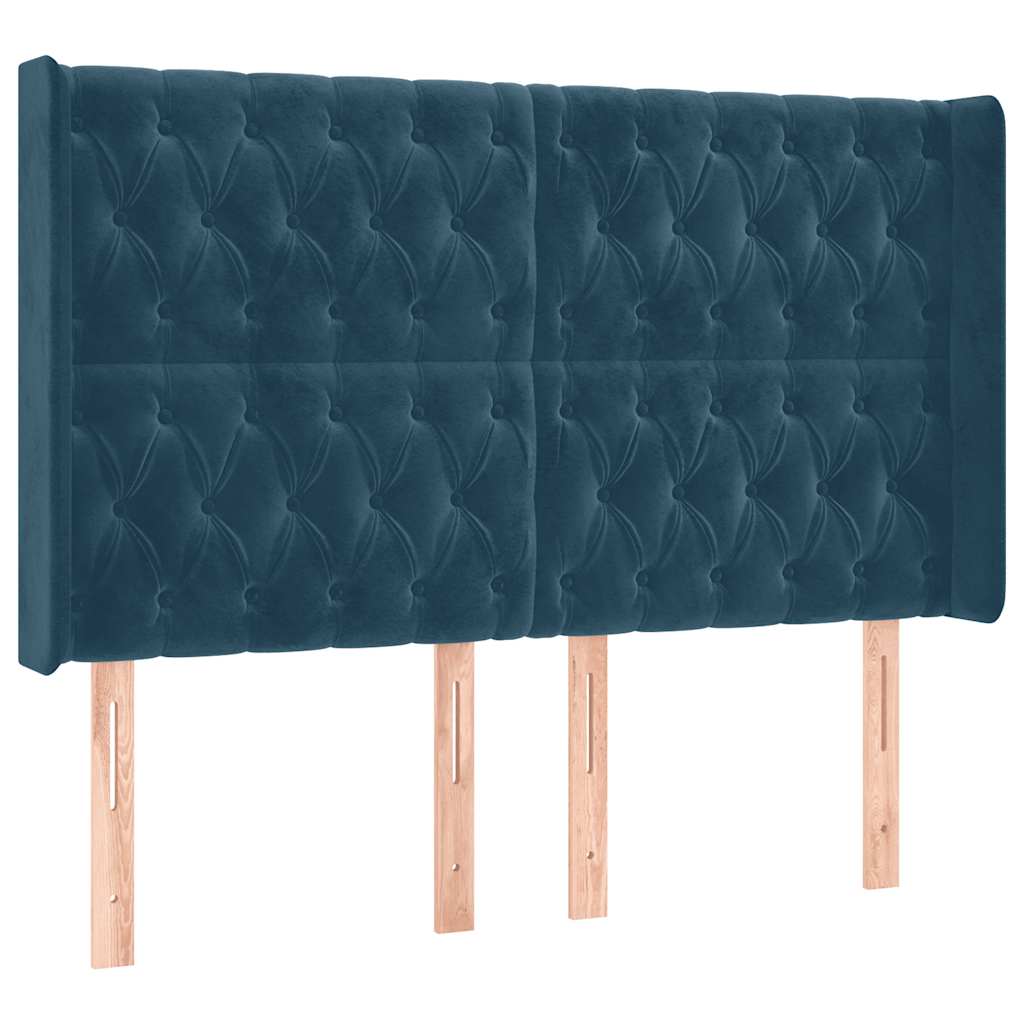 kontinentalseng med LED-lys 140x200 cm fløjl mørkeblå