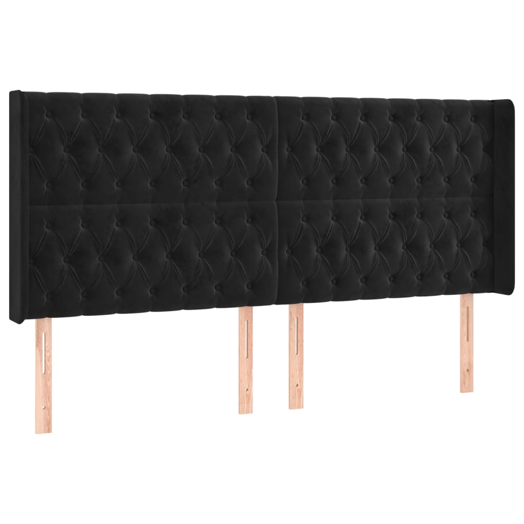 kontinentalseng med LED-lys 180x200 cm fløjl sort