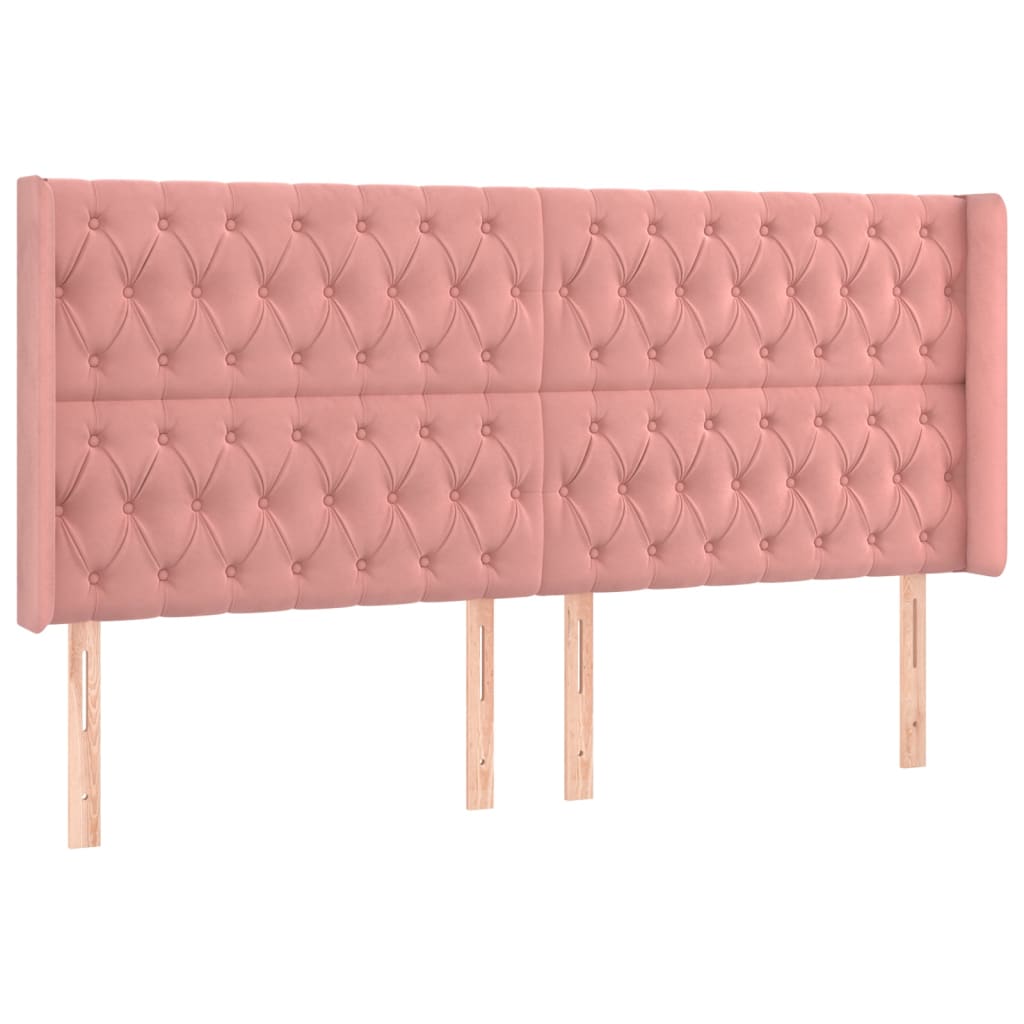 kontinentalseng med LED-lys 180x200 cm fløjl lyserød