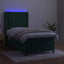 kontinentalseng med LED-lys 80x200 cm velour mørkegrøn