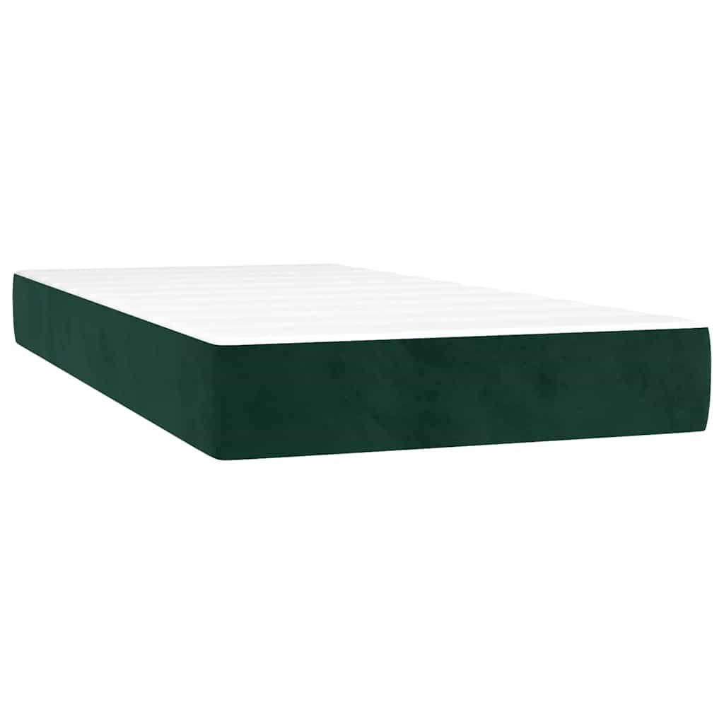 kontinentalseng med LED-lys 80x200 cm velour mørkegrøn