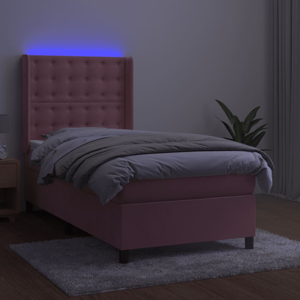 kontinentalseng med LED-lys 80x200 cm velour pink