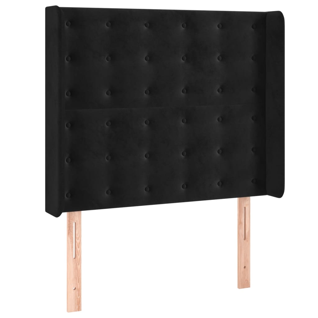 kontinentalseng med LED-lys 100x200 cm fløjl sort