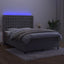 kontinentalseng med LED-lys 140x190 cm velour lysegrå