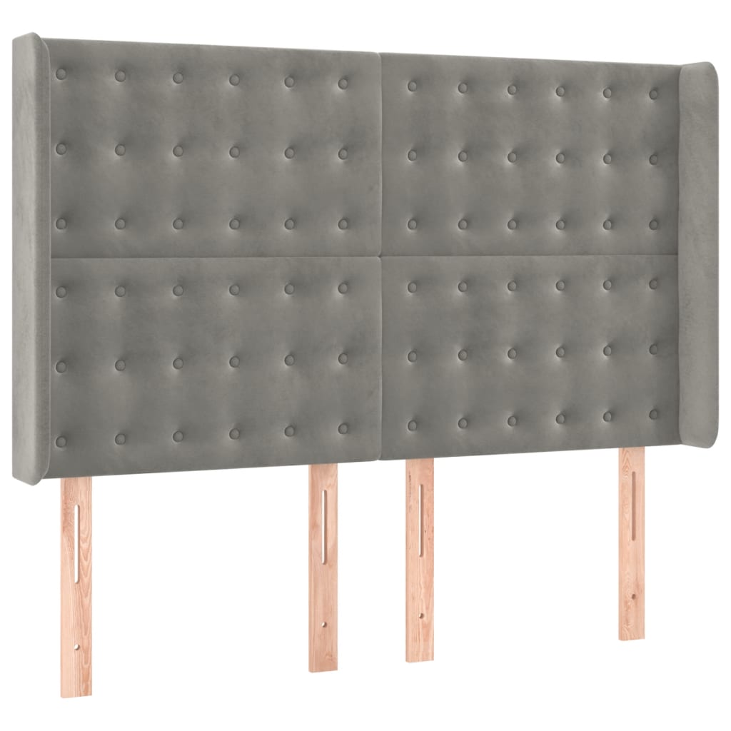 kontinentalseng med LED-lys 140x190 cm velour lysegrå