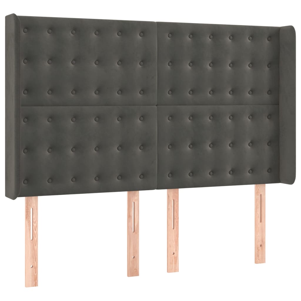 kontinentalseng med LED-lys 140x190 cm fløjl mørkegrå