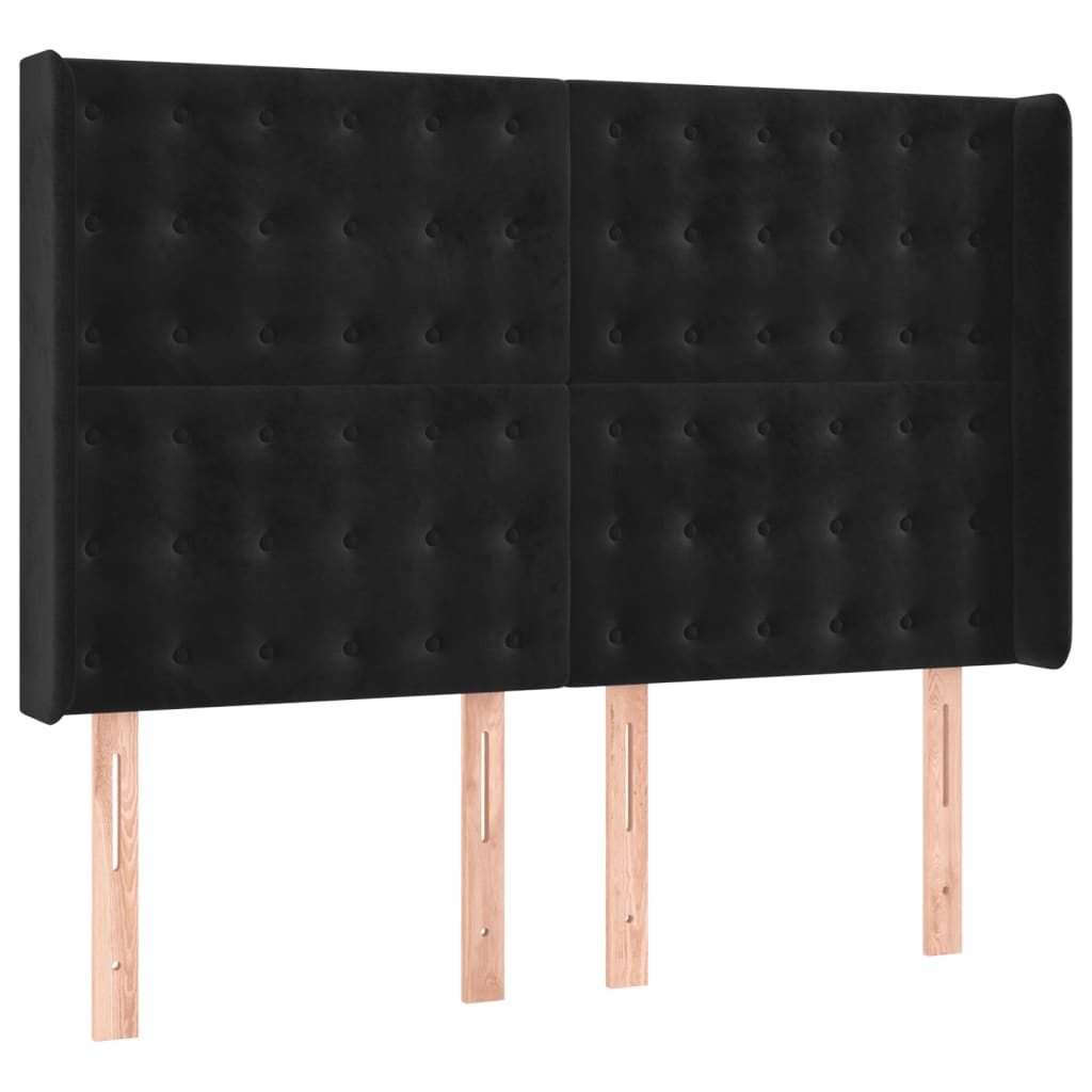 kontinentalseng med LED-lys 140x190 cm fløjl sort