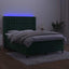 kontinentalseng med LED-lys 140x190 cm fløjl mørkegrøn