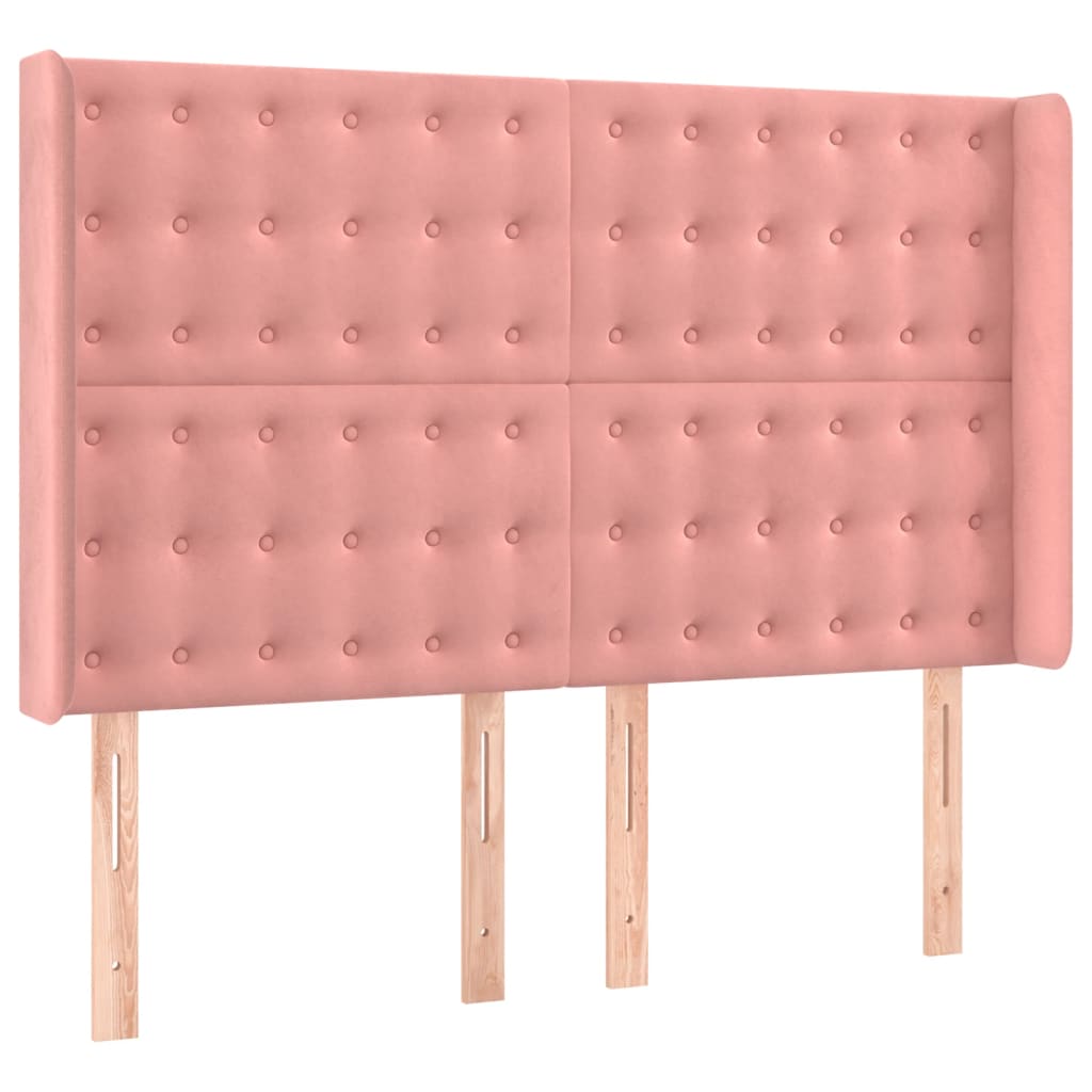 kontinentalseng med LED-lys 140x190 cm fløjl lyserød