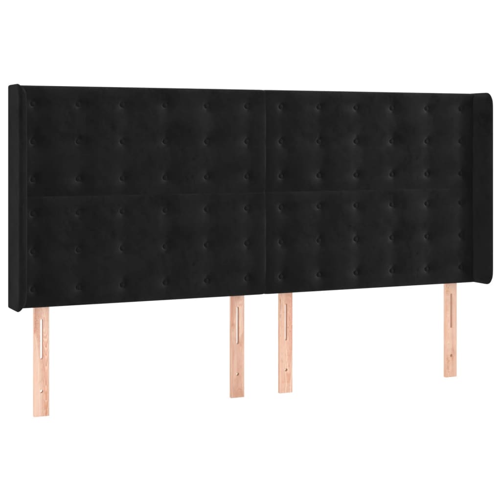 kontinentalseng med LED-lys 180x200 cm fløjl sort