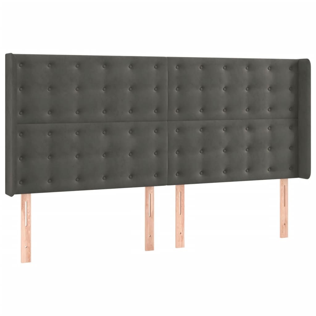 kontinentalseng med LED-lys 200x200 cm fløjl mørkegrå