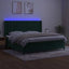 kontinentalseng med LED-lys 200x200 cm fløjl mørkegrøn