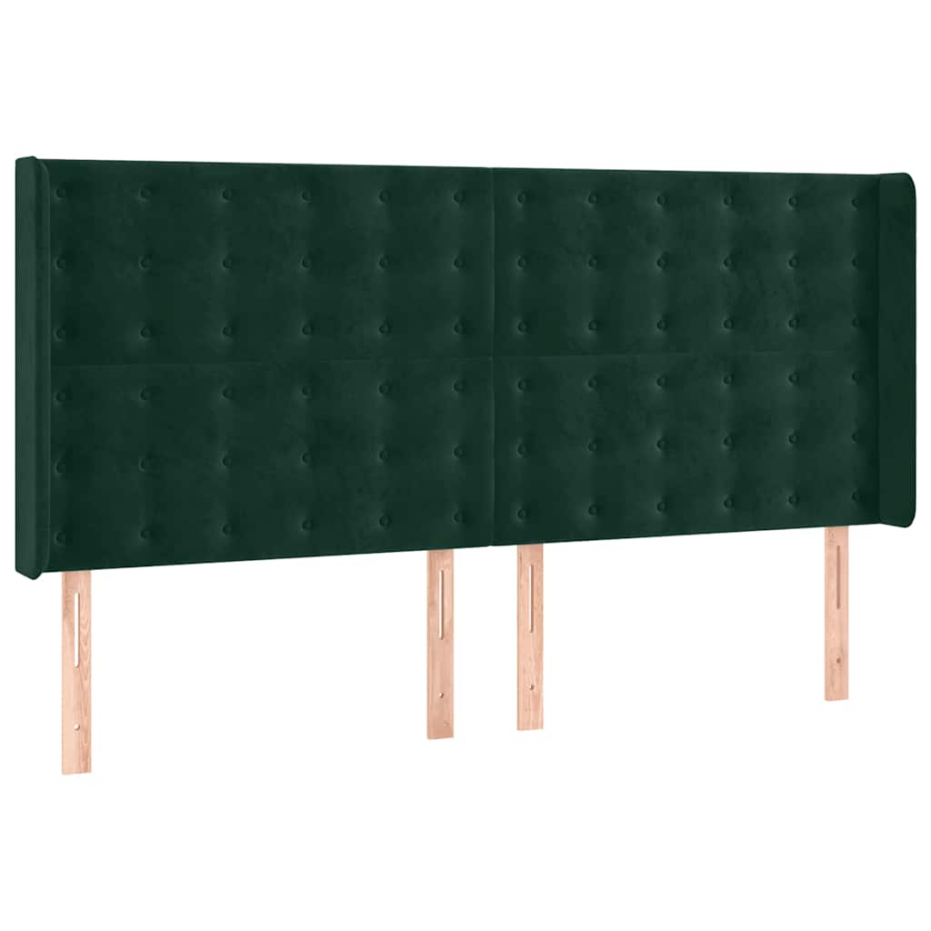 kontinentalseng med LED-lys 200x200 cm fløjl mørkegrøn