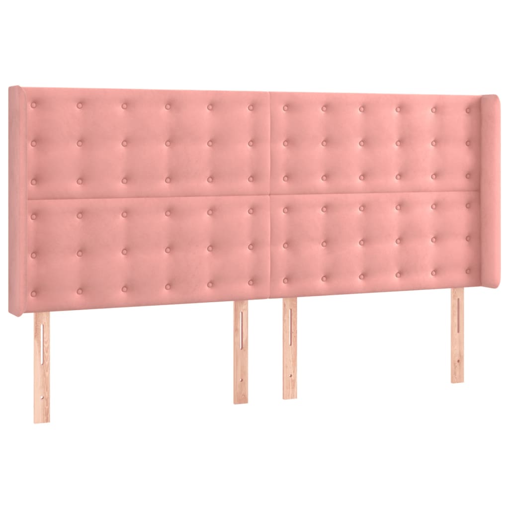 kontinentalseng med LED-lys 200x200 cm fløjl lyserød