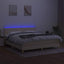 kontinentalseng med LED-lys 180x200 cm stof cremefarvet