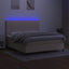 kontinentalseng med LED-lys 180x200 cm stof cremefarvet