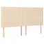 kontinentalseng med LED-lys 180x200 cm stof cremefarvet