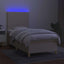 kontinentalseng med LED-lys 90x200 cm stof cremefarvet