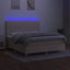 kontinentalseng med LED-lys 180x200 cm stof cremefarvet
