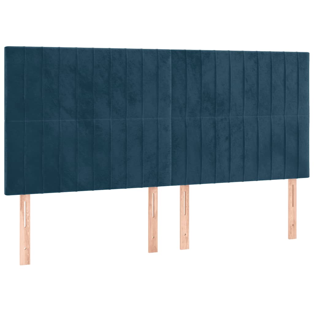 kontinentalseng med LED-lys 180x200 cm fløjl mørkeblå