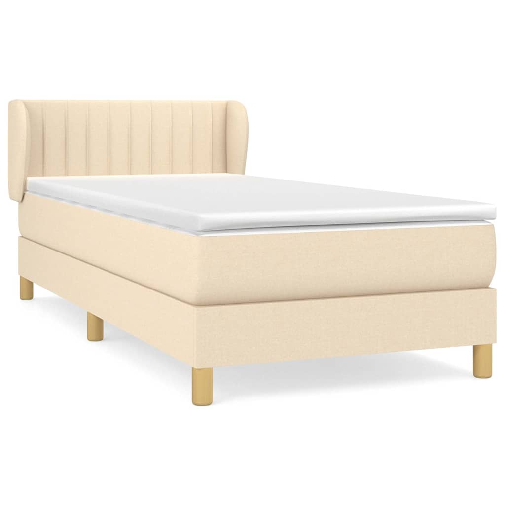 kontinentalseng med madras 90x190 cm stof cremefarvet