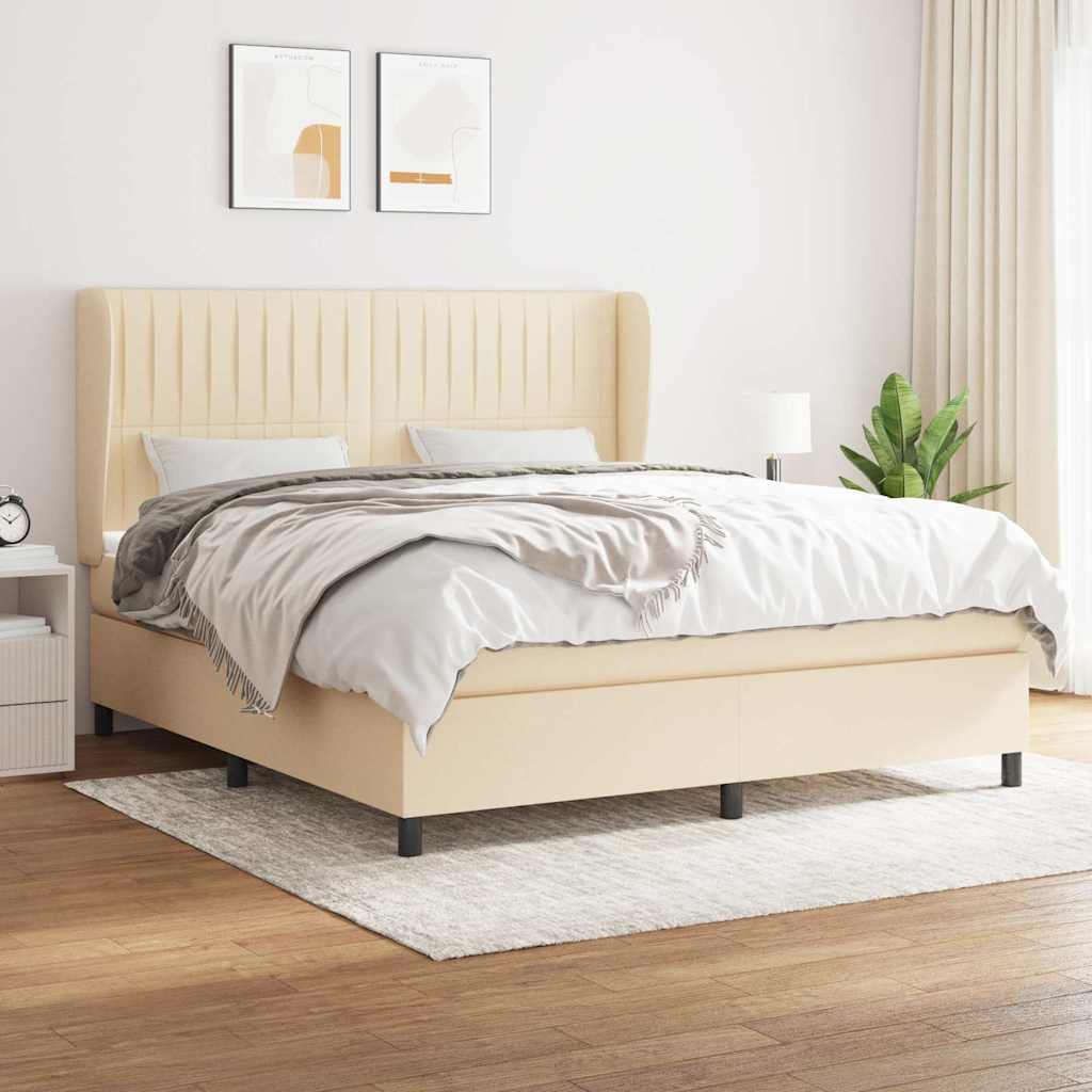 kontinentalseng med madras 180x200 cm stof cremefarvet