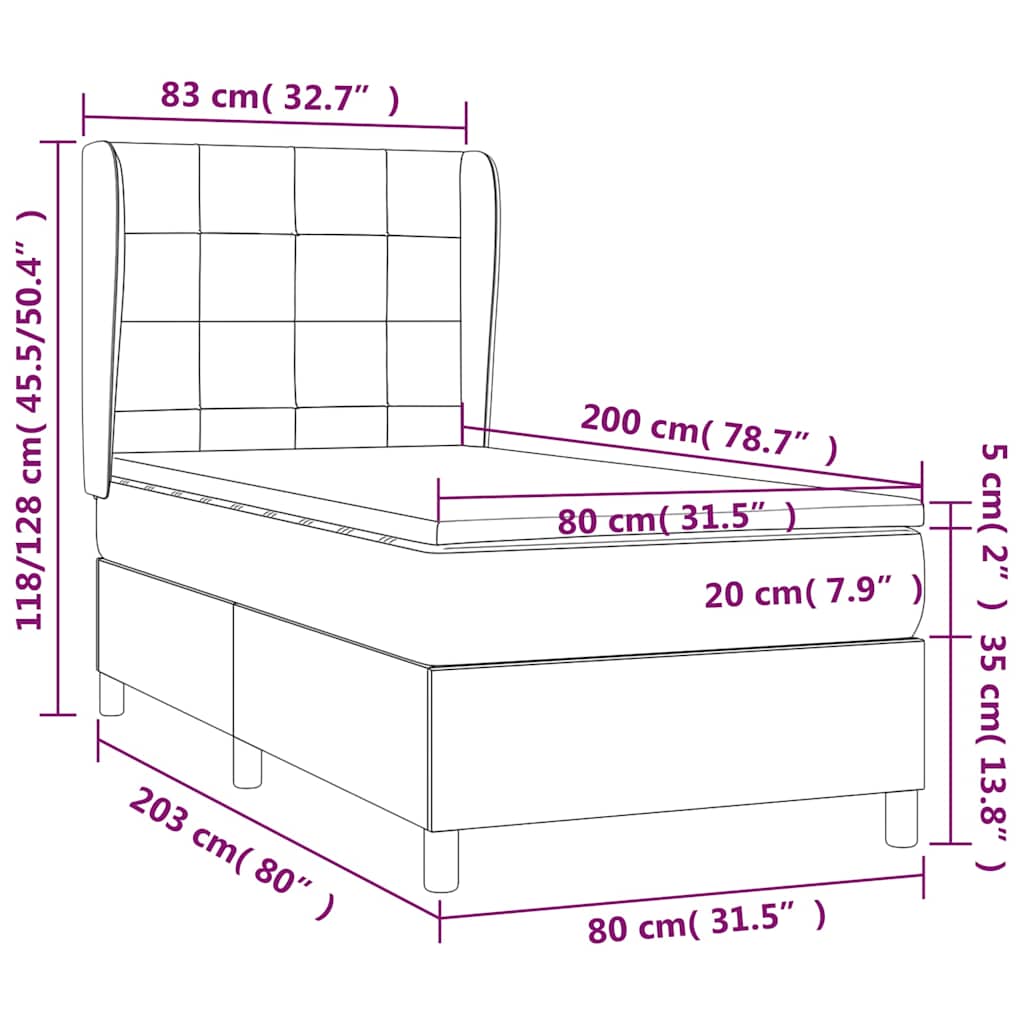 kontinentalseng med madras 80x200 cm stof mørkebrun