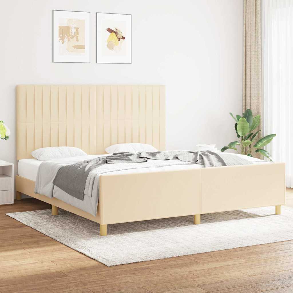 sengeramme uden madras 180x200 cm stof cremefarvet