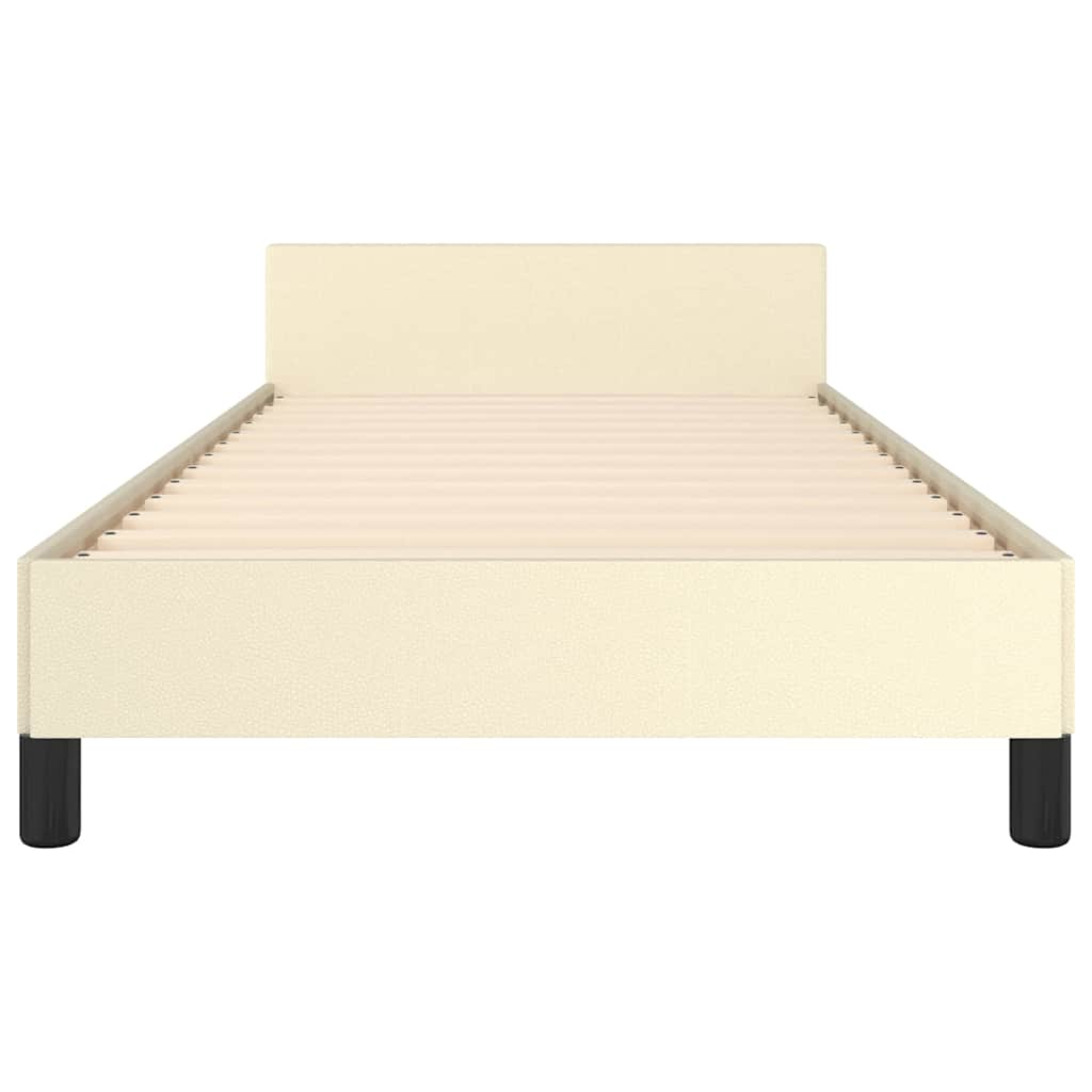 sengeramme med sengegavl 90x200 cm kunstlæder cremefarvet