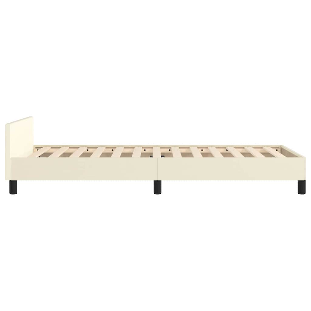 sengeramme med sengegavl 90x200 cm kunstlæder cremefarvet