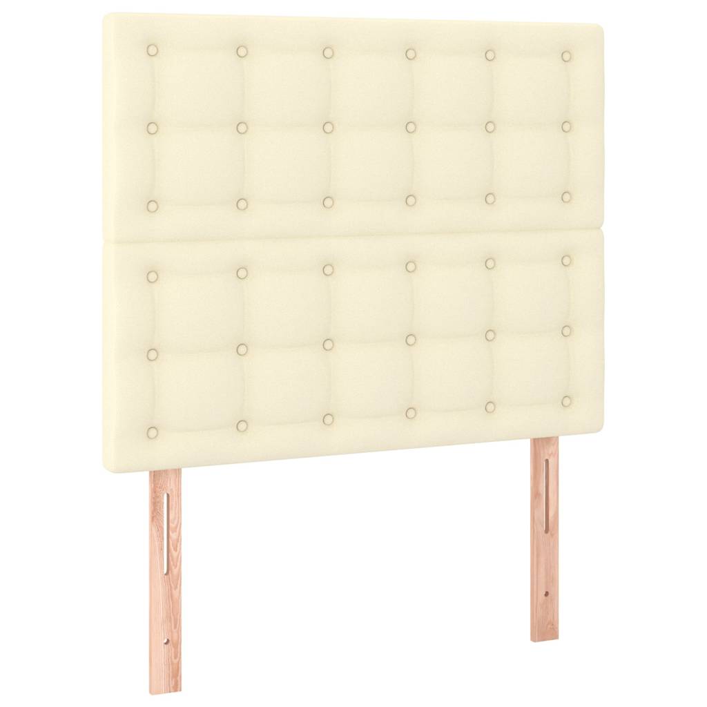 sengeramme med sengegavl 90x200 cm kunstlæder cremefarvet