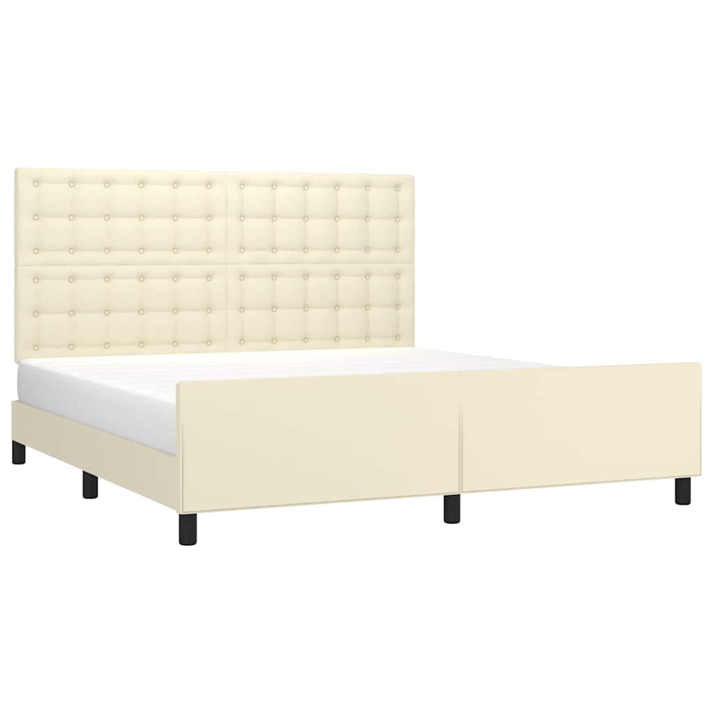 sengeramme med sengegavl 180x200 cm kunstlæder cremefarvet