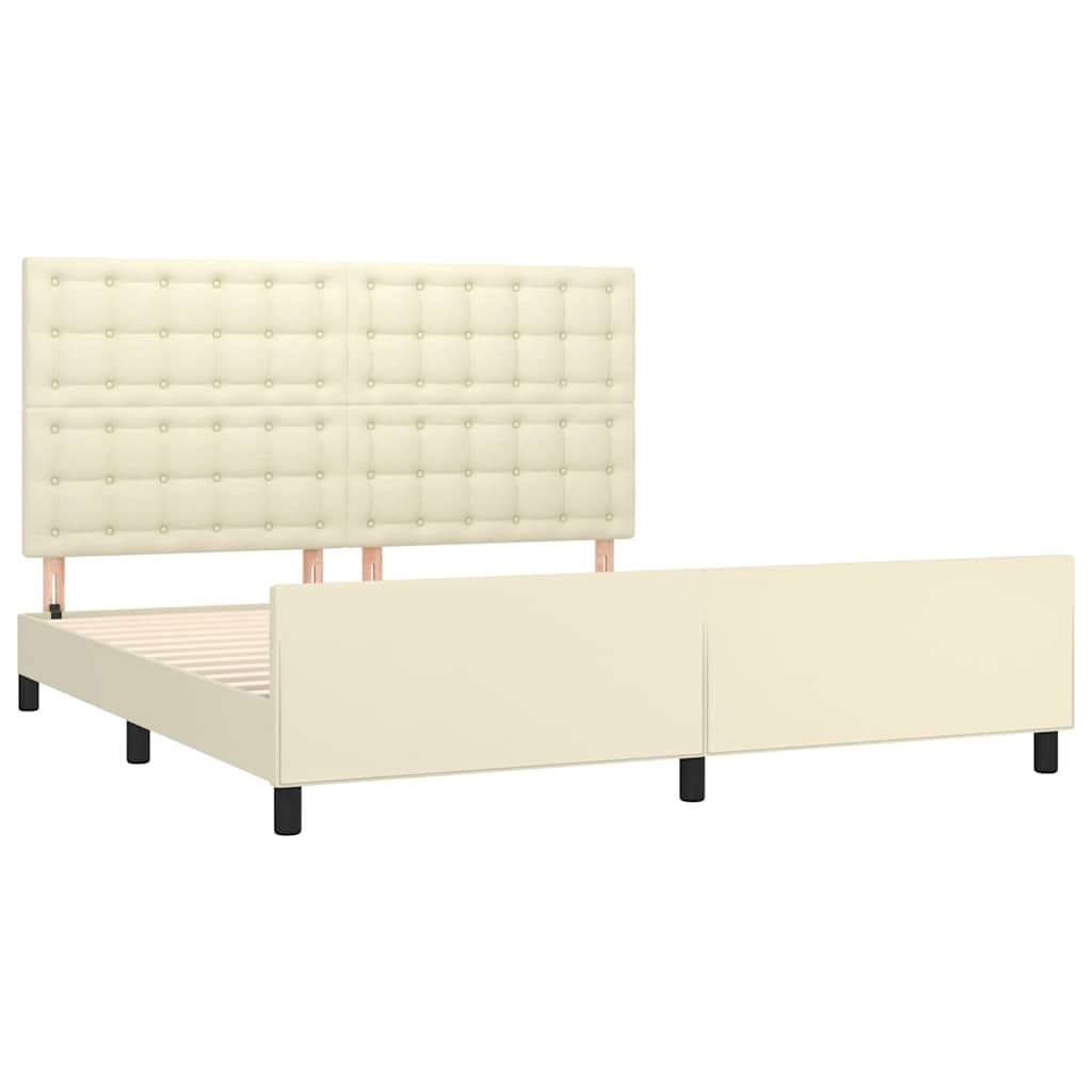 sengeramme med sengegavl 180x200 cm kunstlæder cremefarvet