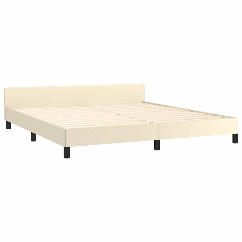 sengeramme med sengegavl 180x200 cm kunstlæder cremefarvet