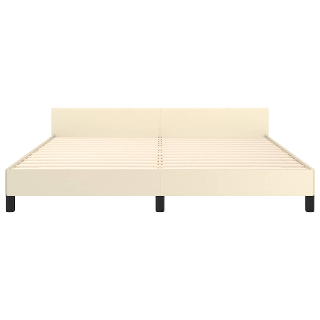 sengeramme med sengegavl 180x200 cm kunstlæder cremefarvet