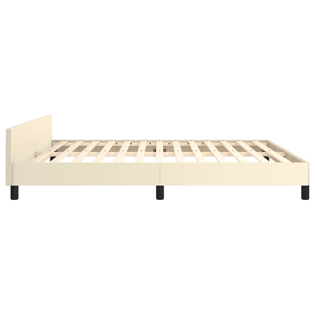 sengeramme med sengegavl 180x200 cm kunstlæder cremefarvet