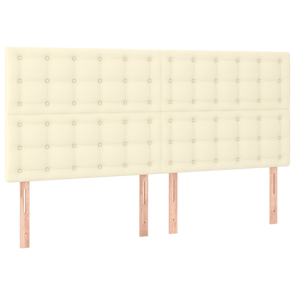 sengeramme med sengegavl 180x200 cm kunstlæder cremefarvet