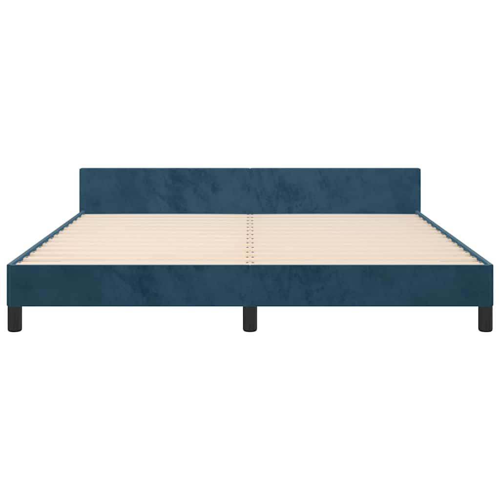 sengeramme med sengegavl 180x200 cm fløjl mørkeblå